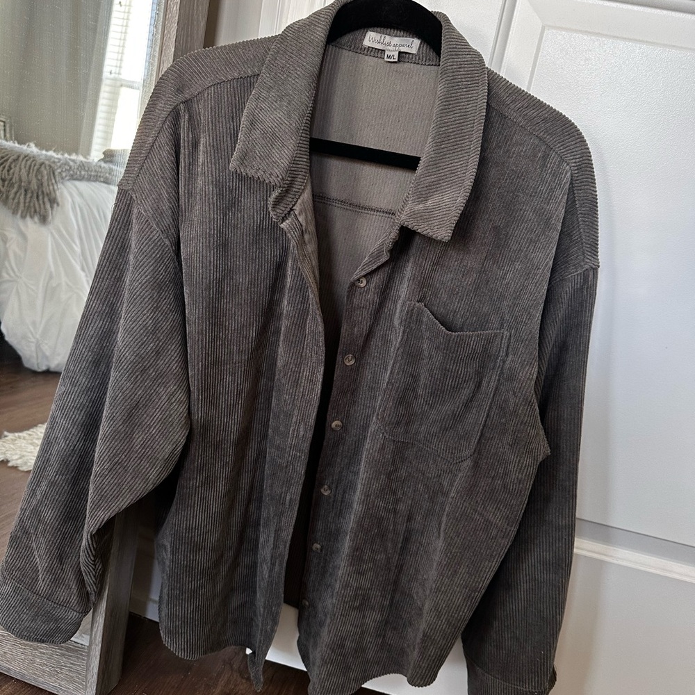 Wishlist Gray Corduroy Shirt Jacket